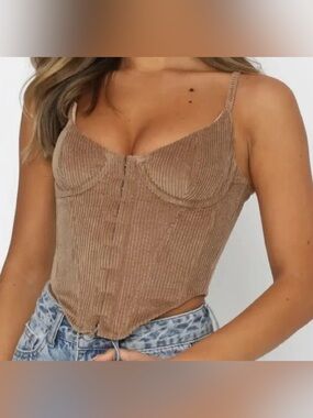 White Fox corduroy light brown corset bustier